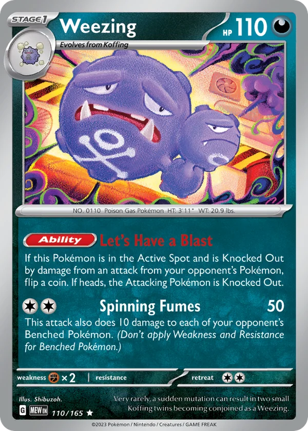 Weezing – 110/165 – Rare – Holo Foil