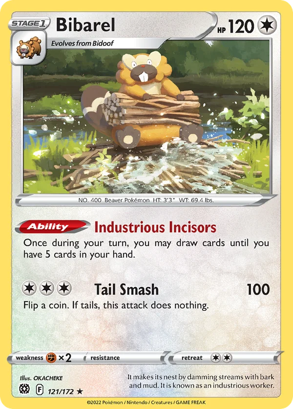 Bibarel – 121/172 – Rare Holo – Holo Foil