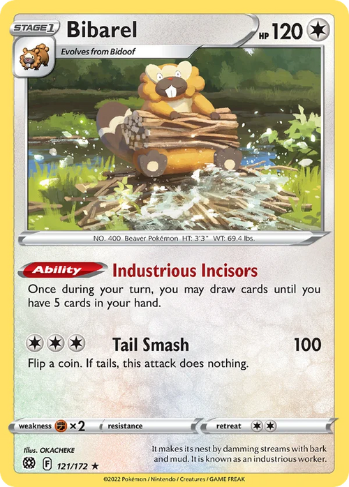 Bibarel – 121/172 – Rare Holo – Holo Foil