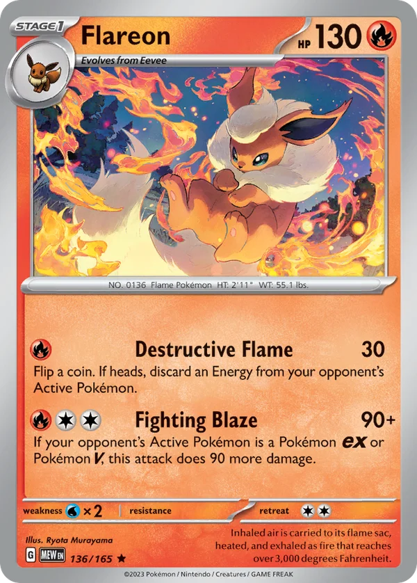 Flareon – 136/165 – Rare – Holo Foil