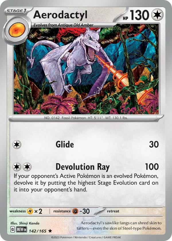 Aerodactyl – 142/165 – Rare – Holo Foil