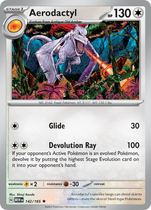 Aerodactyl – 142/165 – Rare – Holo Foil