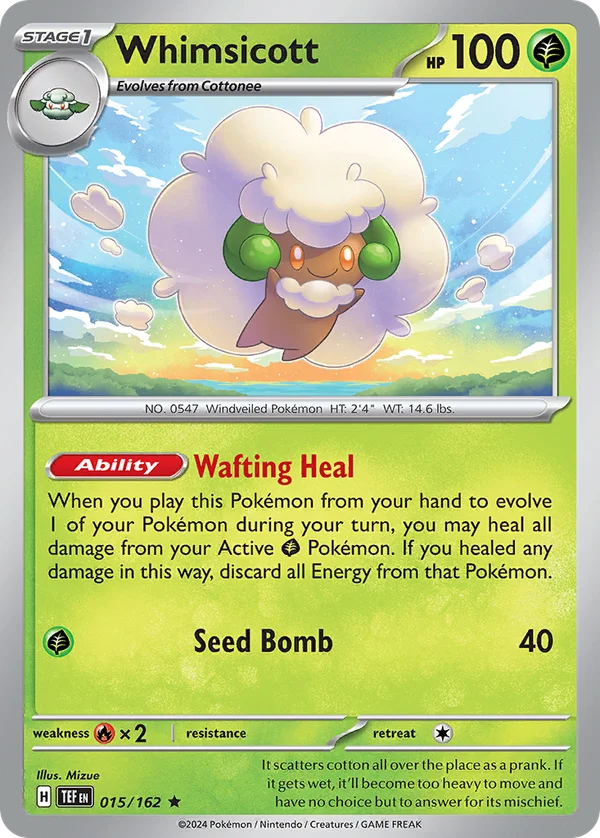 Whimsicott – 015/162 – Rare – Holo Foil