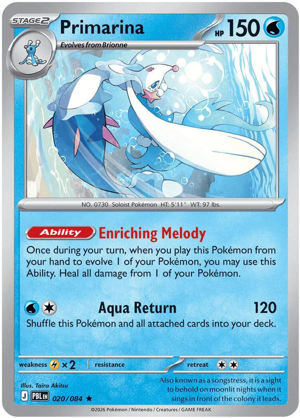 Primarina - 020/084 – 020/084 – Rare – Holo Foil