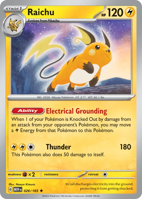 Raichu – 026/165 – Rare – Holo Foil