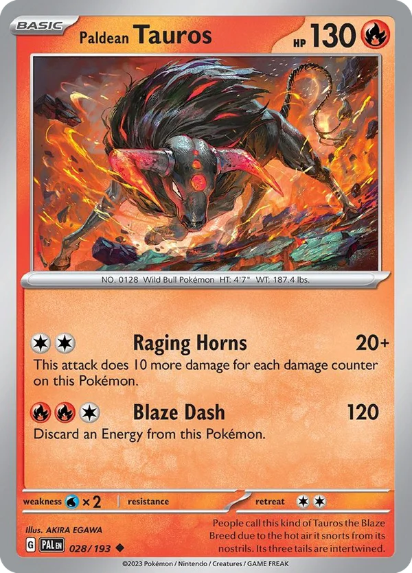 Paldean Tauros – 028/193 – Uncommon – Reverse Holo