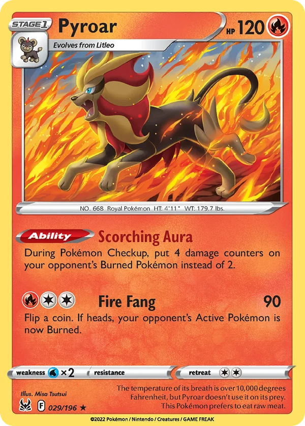 Pyroar – 029/196 – Rare Holo – Holo Foil