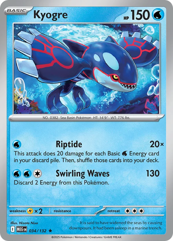Kyogre – 034/132 – Rare – Holo Foil
