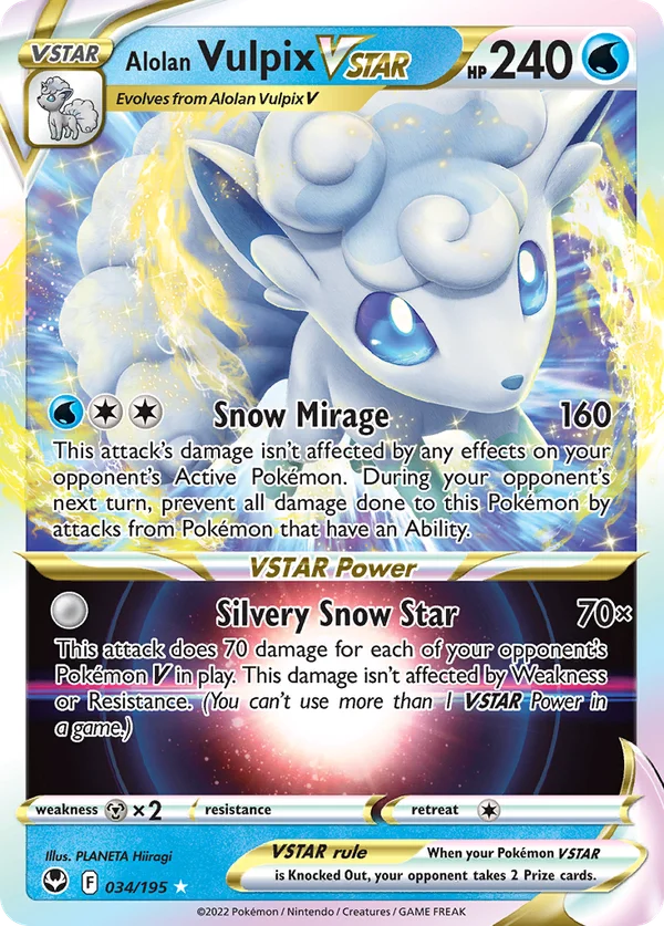 Alolan Vulpix VSTAR – 034/195 – Rare Holo VSTAR