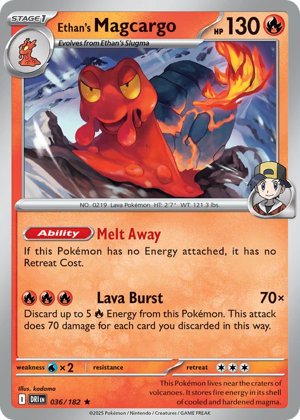 Ethan's Magcargo – 036/182 – Rare – Holo Foil