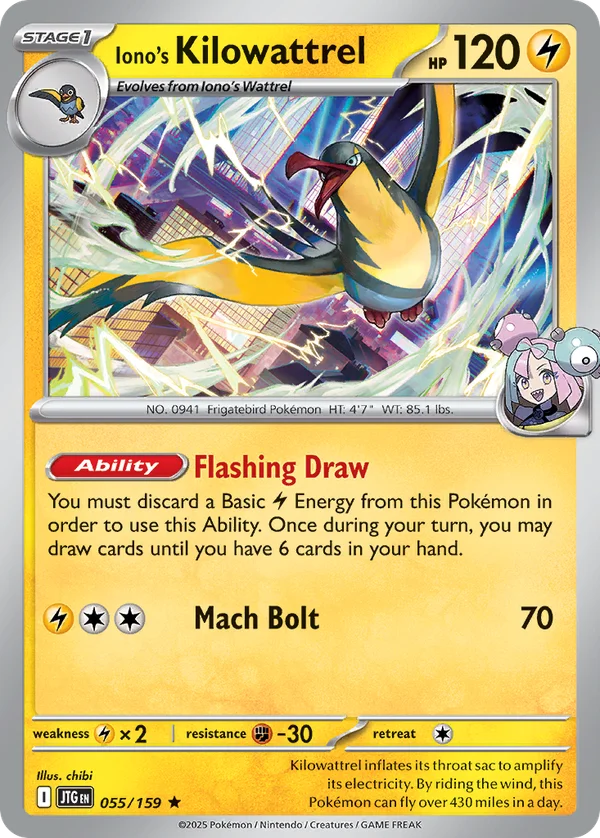 Iono's Kilowattrel – 055/159 – Rare – Holo Foil