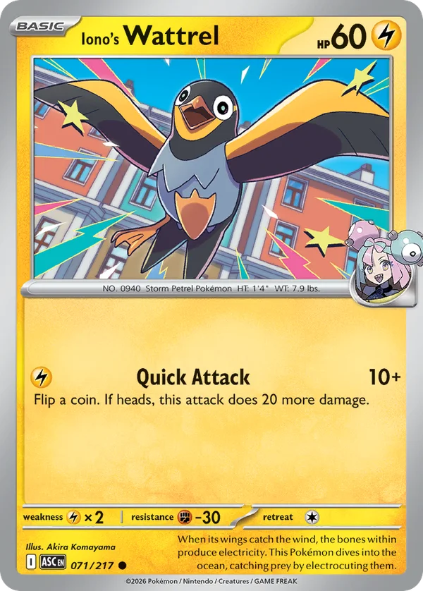 Iono's Wattrel – 071/217 – Common – Reverse Holo