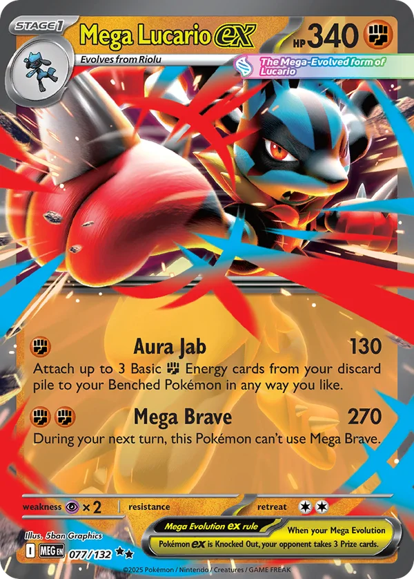 Mega Lucario ex – 077/132 – Double Rare