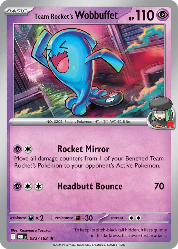 Team Rocket's Wobbuffet – 082/182 – Rare – Holo Foil
