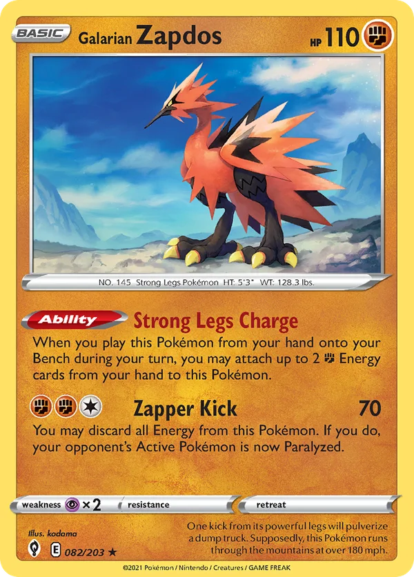 Galarian Zapdos – 082/203 – Rare Holo – Holo Foil